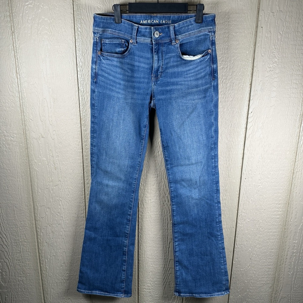 American Eagle Kick Boot Cut Jeans Womens 8Long Next Level Stretch Medium Wash
